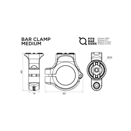 Średnia podstawa montażowa na rurę Quad Lock® 360