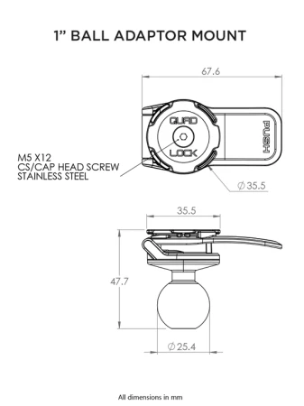 Adapter Quad Lock® z kulką mocującą 1" (V2)