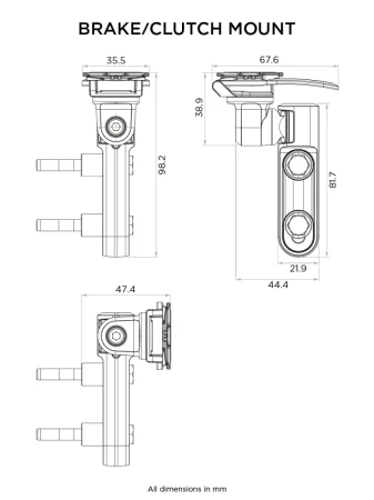 Podstawa montowana w obejmie pompy hamulca/sprzęgła Quad Lock®